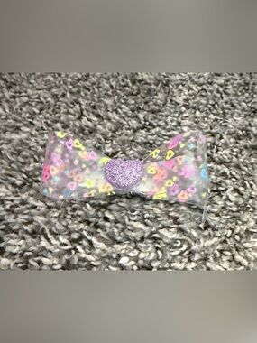 Kids Glitter Heart Bow Hair Clip - Purple Heart